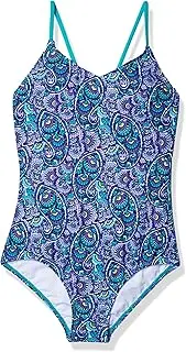 [Kanu Surf] Girls Sundance Paisley Beach Sport 1-Piece Swimsuit One Piece Swimsuit
