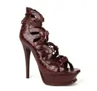 $1095 Saint Laurent Tribute Burgundy Embossed Croc Platform Sandals 439272 6475