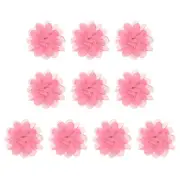 10Pcs 3.9" Chiffon Flowers Fabric Flower Sewing Fabric Appliques Salmon