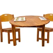 Acacia Round Table 90cm & 2 Stacking Chairs