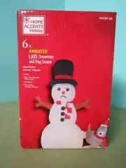 6 Ft. Animated LED Snowman and Dog Scene Christmas Airblown® Inflatable