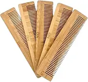 N12 Products 5 Bamboo Wood Pocket Beard Comb Set of 5, 100% Natural wooden combs for Beard, Hair, Mustache, Men & Women, Travel-Friendly, Eco-Friendly Grooming Solution