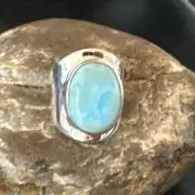 Womens Blue Larimar Navajo Sterling Silver Ring Size 7 17664