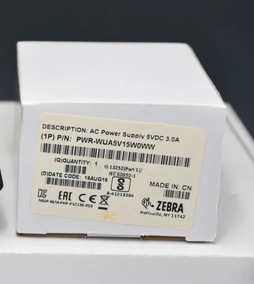 Zebra PWR-WUA5V15W0WW 5VDC 3A Power Adapter Workabout Pro 3, Pro 4 1050465-001