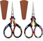2Pcs Crochet Scissors,Stainless Steel Embroidery Scissors 3.6 Inch Small Sewing