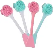 Healeved 4pcs Silicone Facial Cleansing Brush Gentle Deep Cleanser for Exfoliating and Removing Impurities for All Skin Types Face Wash Tool