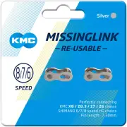 KMC Missing Link 7.3mm for 6/7/8 Speed Chains - Silver, Card of 2