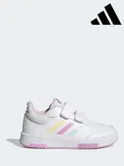 adidas White/Pink/Green Tensaur Hook and Loop Trainers (460298) | $65