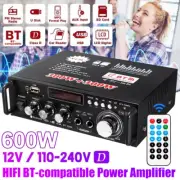 600W Speaker Amplifier HiFi Mini Amp 2CH FM Radio LCD Home Car 298A Bluetooth