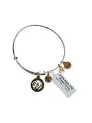 NEW NWT Alex and Ani Letter/Monogram W Charm Bangle Bracelet Silver & Gold Tone