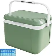 Hard Cooler with 6 Ice Pack 5L Insulated Cooler Box Portable PU Ice with Handle Heavy Duty for Drinks Food Camping Car, Green Small Camping