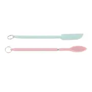 2PCS Mini Silicone Spatula Set Food Grade Stainless Steel Retractable Jar Sc ECA