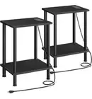 HOOBRO End Tables, Small Side Nightstands (2 Piece) Black