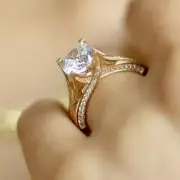 2.50CTW CZ 14K Gold Yellow Split Shank Pave Engagement Ring