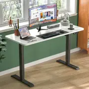Advwin Standing Desk Electric Ergonomic Adjustable Height Sit Stand up Desk 120cm White Splice Board Table Top+Black Frame