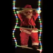 Solar 1.2m Multicolour LED Ropelight Ladder w Santa Outdoor Christmas Xmas Light