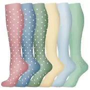 6-Pack Compression Socks for Sports & Yoga Graduated Support, Muscle Recovery, Unisex Calf High 18 L XL