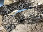 stretch satin leopard 1960s blue bronze 1.25" trim elastic 1yd made in Japan