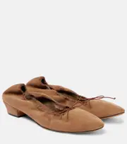 [The Row] The Row Awar shearling-lined suede ballet flats AU 8.5 brown