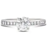 1 1/2ct F VS1 Round Cut Natural Certified Diamonds 950 Plat. Classic Accent Ring