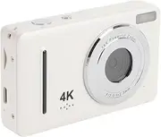 4K Digital Camera 64MP with 2.4 LCD Screen and 18x Zoom, Compact HD Video Camera with Type-C Charging for Teens Travel Blogging Photography Beginners (White)