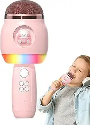 Wireless Karaoke Microphones,Wireless Microphone for Singing - Cartoon Kids Wireless Microphone with LED Lights,Portable Singing Supplies,Microphone Speaker for Karaoke