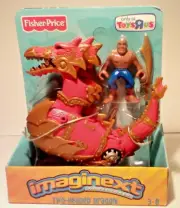 Vintage Fisher Price Imaginext two headed DRAGON & figure Adventure series 2007