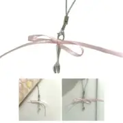 Metal Fork Keychain Delicate Ribbon Bowknot Phone Strap for Bag Backpack Kerying
