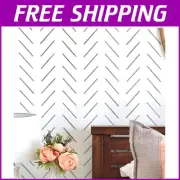 XL Herringbone Wall Stencil 22x40 - Reusable Geometric Design for Easy Painting