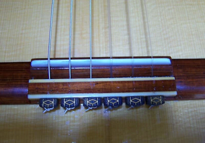 Rosette Diamond Secure Classical Guitar String Ties- New Gold Inlay Bridge Beads