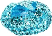 [LIFKOME] Sequin Fashion Beret French Hat Beret Beanie Hat with Shining Beanie Cap Glitter Cap for Dancing Party Polyester Sky-Blue