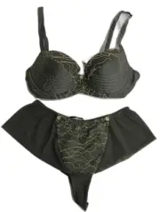 NEW Willow Patterned Grey Mesh Bra Sz AU14B & Underwear Sz AU12 Set