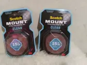 2 x (3M Scotch )1 in. x 1.66 yds. Permanent Double Sided Clear Mounting Tape