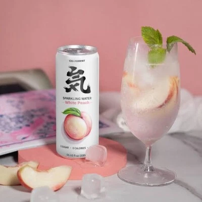 New Genki Forest Sparkling Water White Peach 6 x 330ml Pack Zero Calories&sugar