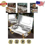 Stainless Steel Chafing Dishes Set of 2 – 8QT Buffet Warmers with Stylish Design