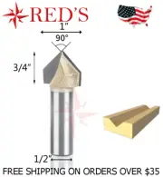 Tideway Carbide PRO LC03011608 1" 90 V Groove 1/2" shank router bit