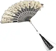 MOKKHNB Vintage Cloth Folding Fan Handheld Decorative Fan for Women for Weddings Parties and Dance Performances Lightweight Portable Multi Functional Summer Prop