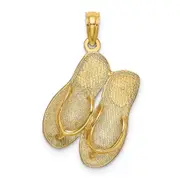 14k Yellow Gold 3D Large SANIBEL ISLAND Double Flip-Flop Charm