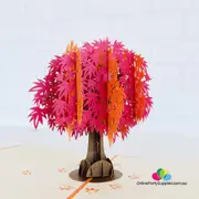 Red and Orange Autumn Japanese Maple Tree 3D Pop Card