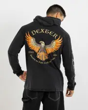[Dexter] Dexter Men's Born From Ashes Hooded Long Sleeve T-Shirt in Black Acid Size XL XL Black Acid