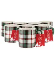 Martha Stewart Holiday Plaid 8pc 19oz Stoneware Mug Set