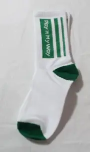 Halara Women's Play It My Way Stretch Crew Socks DH3 White/Green One Size NWT