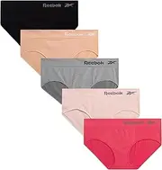 [Reebok] Women's Underwear - Seamless Hipster Briefs (5 Pack), Size Small, Light Grey/Pink/Black