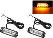 4 Led Amber Recovery Strobe Lights Led Strobe Warning Emeergency Flashing | Super Bright Waterproof Vehicles Trucks Strobe Lights, 12v-24v Beacon Warning Hazard Flash Strobe Lights Bar （2Pcs）