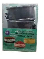 Wilton Mini Springform Cake Pan Set Lot 3 Piece Baking Mold 4 in Metal