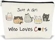 [GOMAKERER] Zipper Makeup Bags, Cartoon Cats Printed Portable Travel Cosmetic Bag Personalized Travel Toiletry Pouch Clutch Bags Accessory Organizer for Women Girls Gifts, 25x18x5cm, Mixed Color,