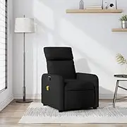 Massage Recliner Chair Comfy Furniture, Reclining Living Room Chairs, Reading Room Recliners for Lazy Lounge Spaces, Black Fabric
