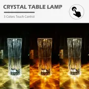 Crystal Table Lamp Acrylic Crystal Bedside Night Light 3 Colors Romantic haeyG