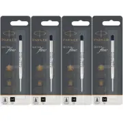 NEW 4x Parker Quinkflow Pen Refill Ballpoint Medium Nib Black Bulk