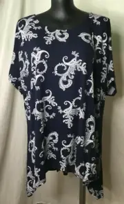 AUTOGRAPH NAVY "PAISLEY PRINT" HILO STRETCH TUNIC TOP SIZE 26-NEW REDUCED $